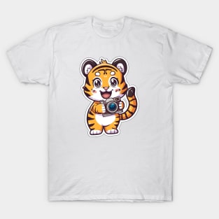 Cute Kawaii Tiger With Camera T-Shirt